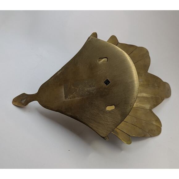 Art Deco Style Brass Leaf Design Wall Mount Planter Pocket Sconce 12" Vintage - Picture 3 of 4